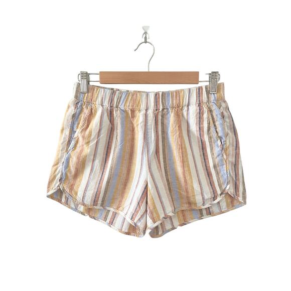 Madewell Womens Linen Cotton Pull-on Shorts  Rainbow Stripe Size XS - Picture 2 of 10